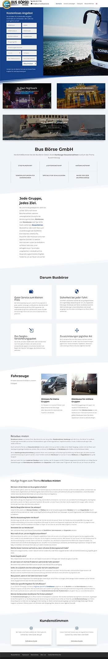 Webdesign für Bus Hotelbörse: Buchungsportal mit SEO und Online-Marketing