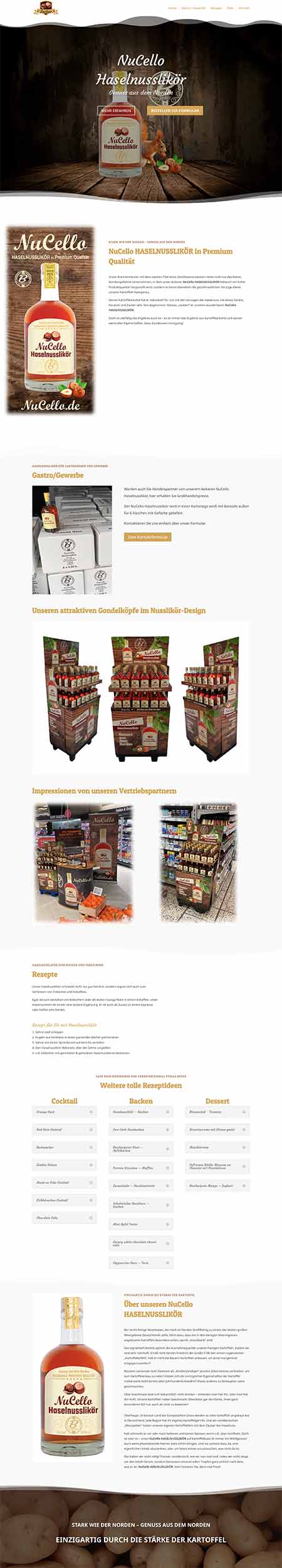 Webdesign für Haselnusslikör: Produktwebsite für Feinkost-Marke