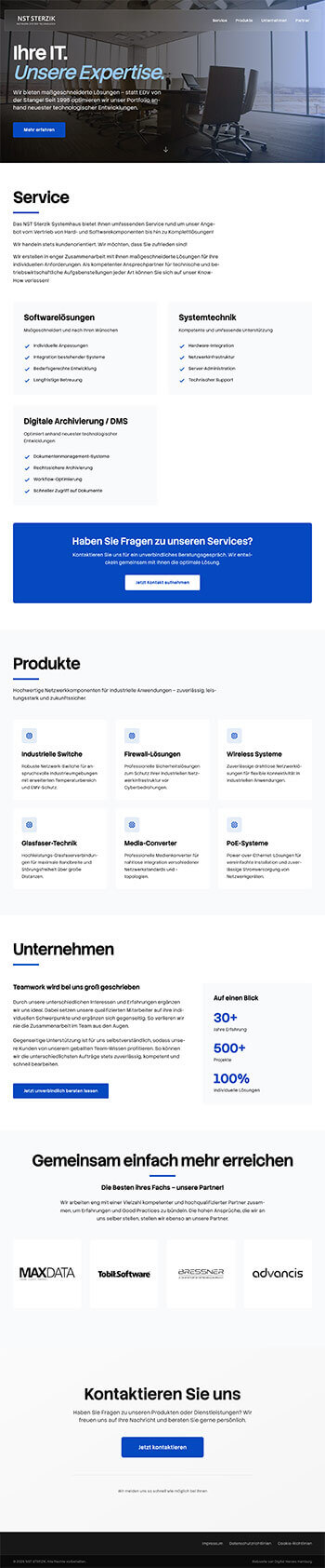 Webdesign für NST Sterzik: Professionelle Unternehmenswebsite